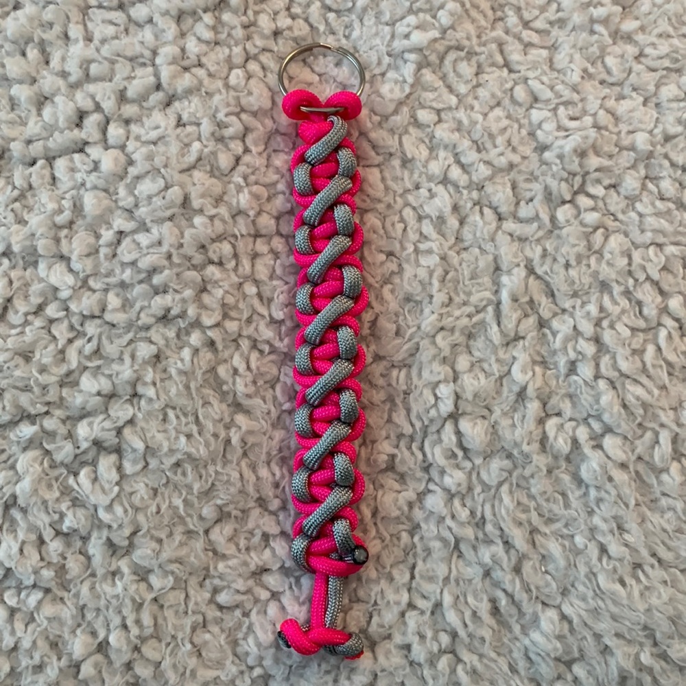 Pink and Grey Paracord Keychain / Bag Charm